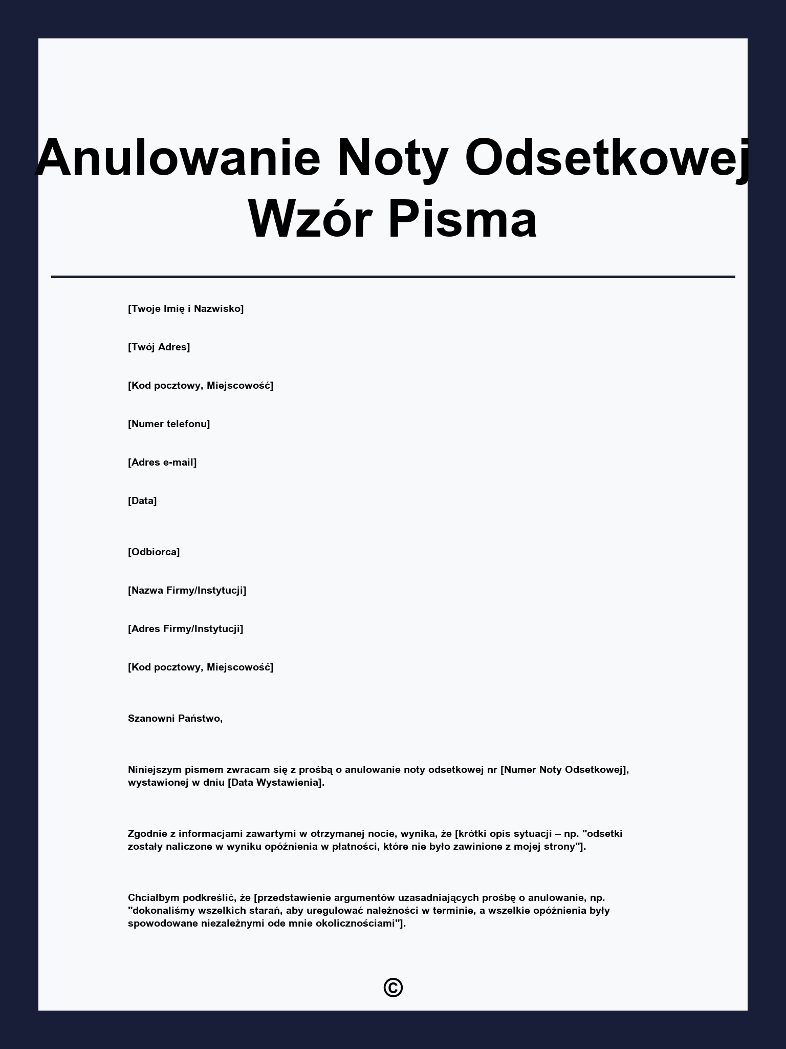 Anulowanie Noty Odsetkowej Wzór Pisma