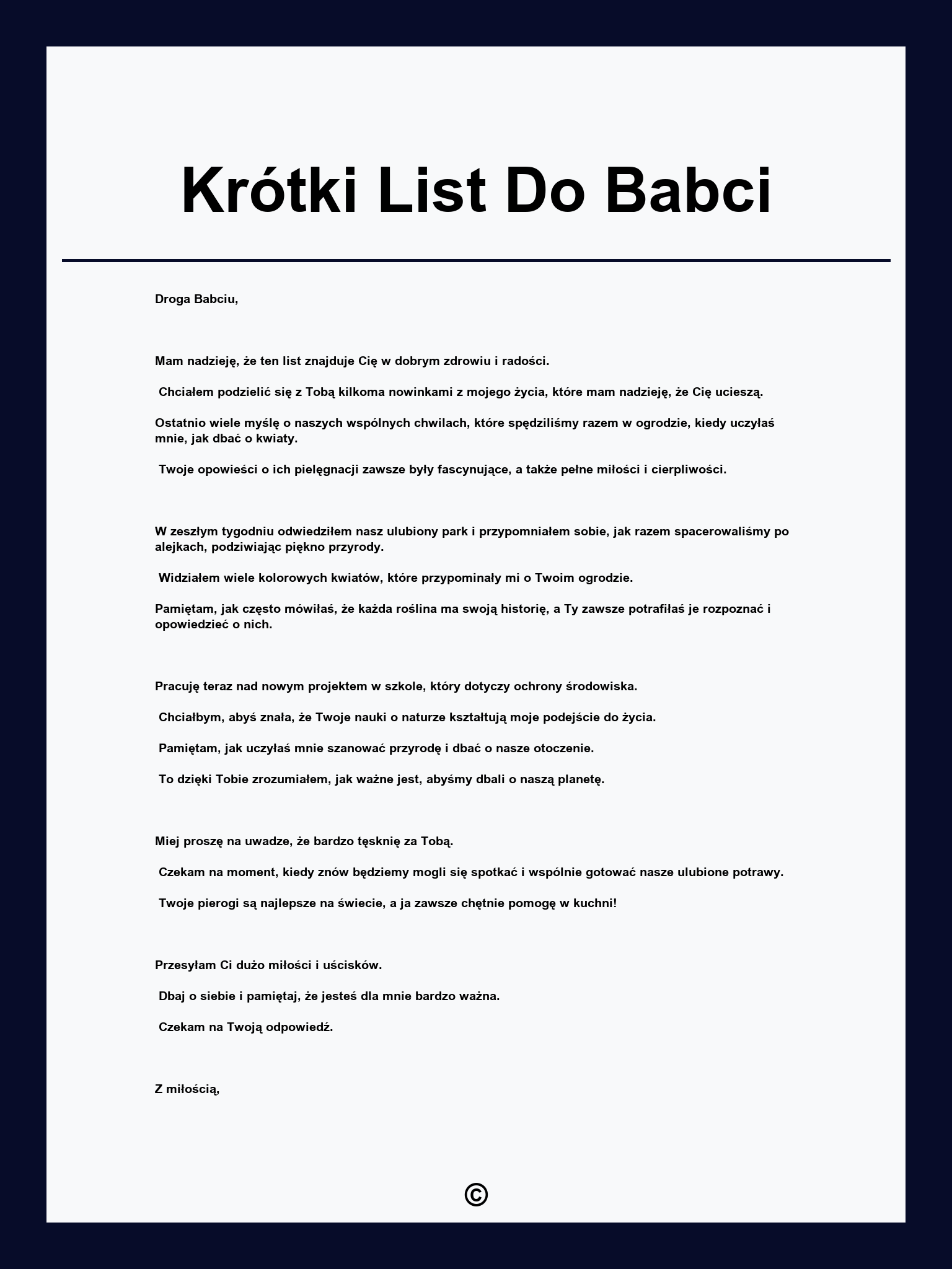 Krótki List Do Babci