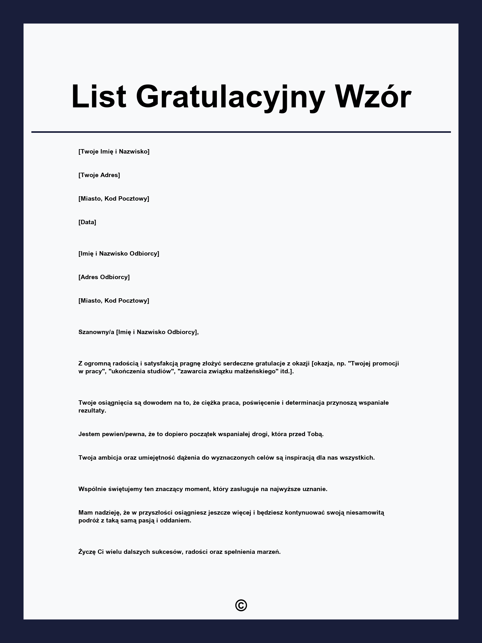 List Gratulacyjny Wzór