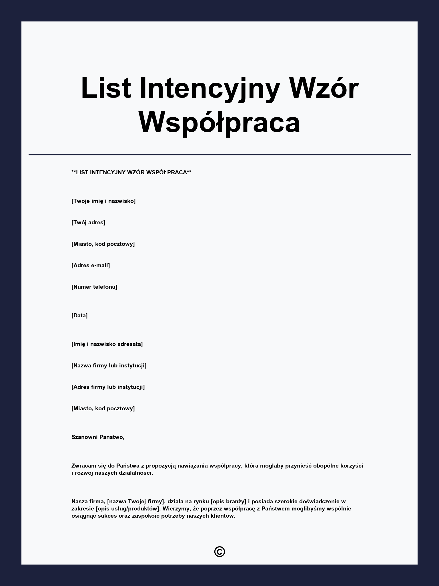 List Intencyjny Wzór Współpraca