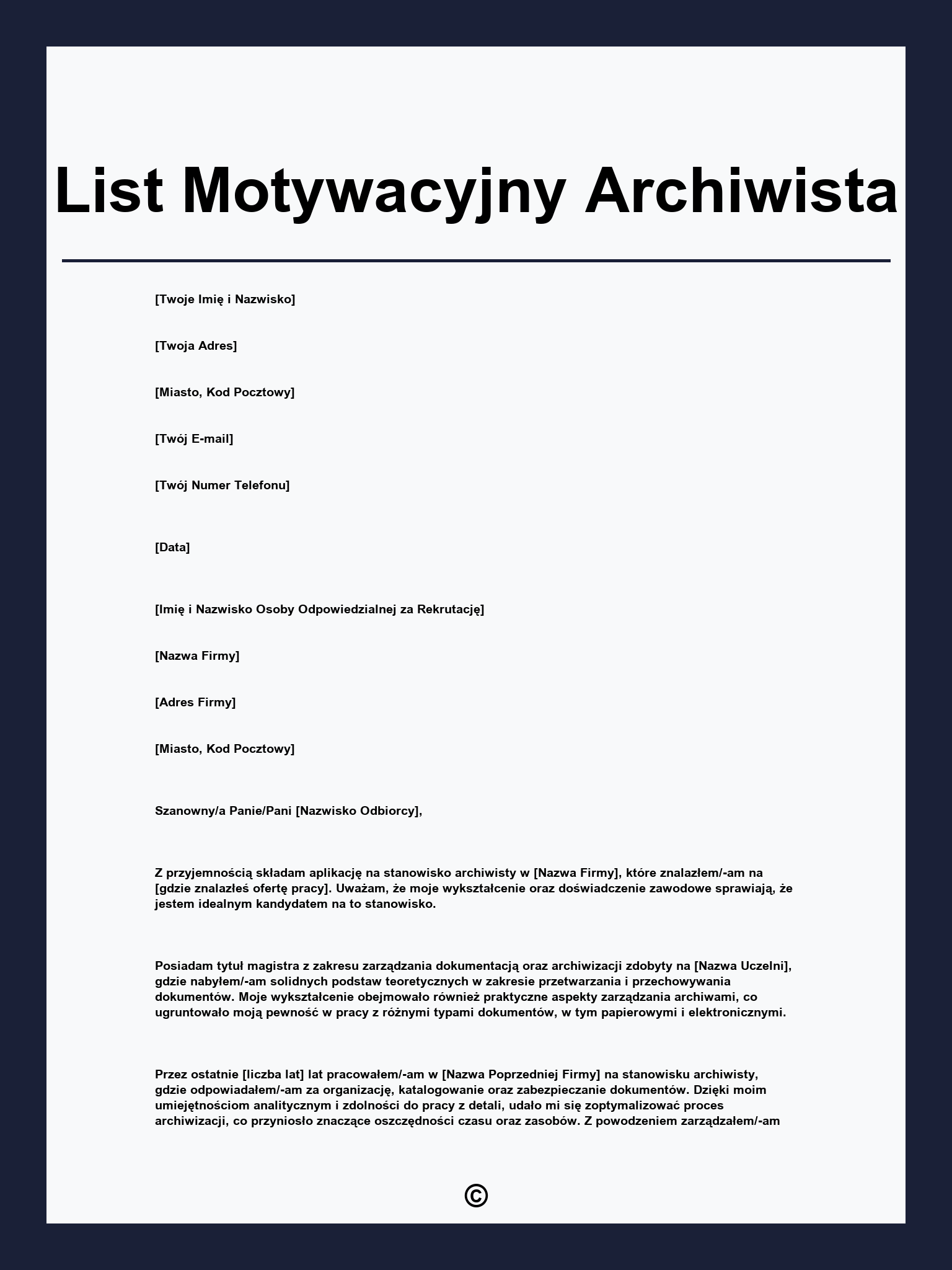 List Motywacyjny Archiwista
