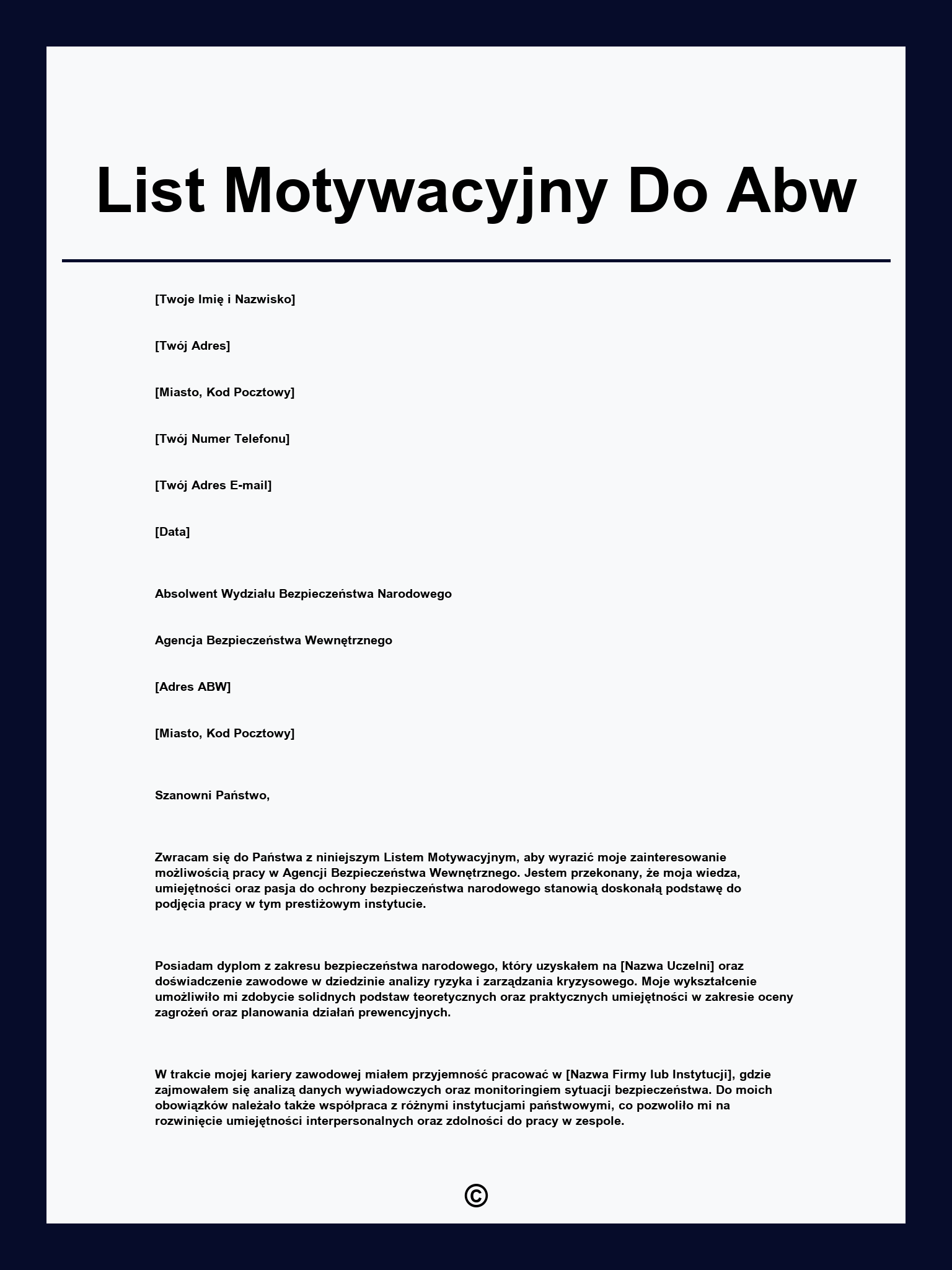List Motywacyjny Do Abw