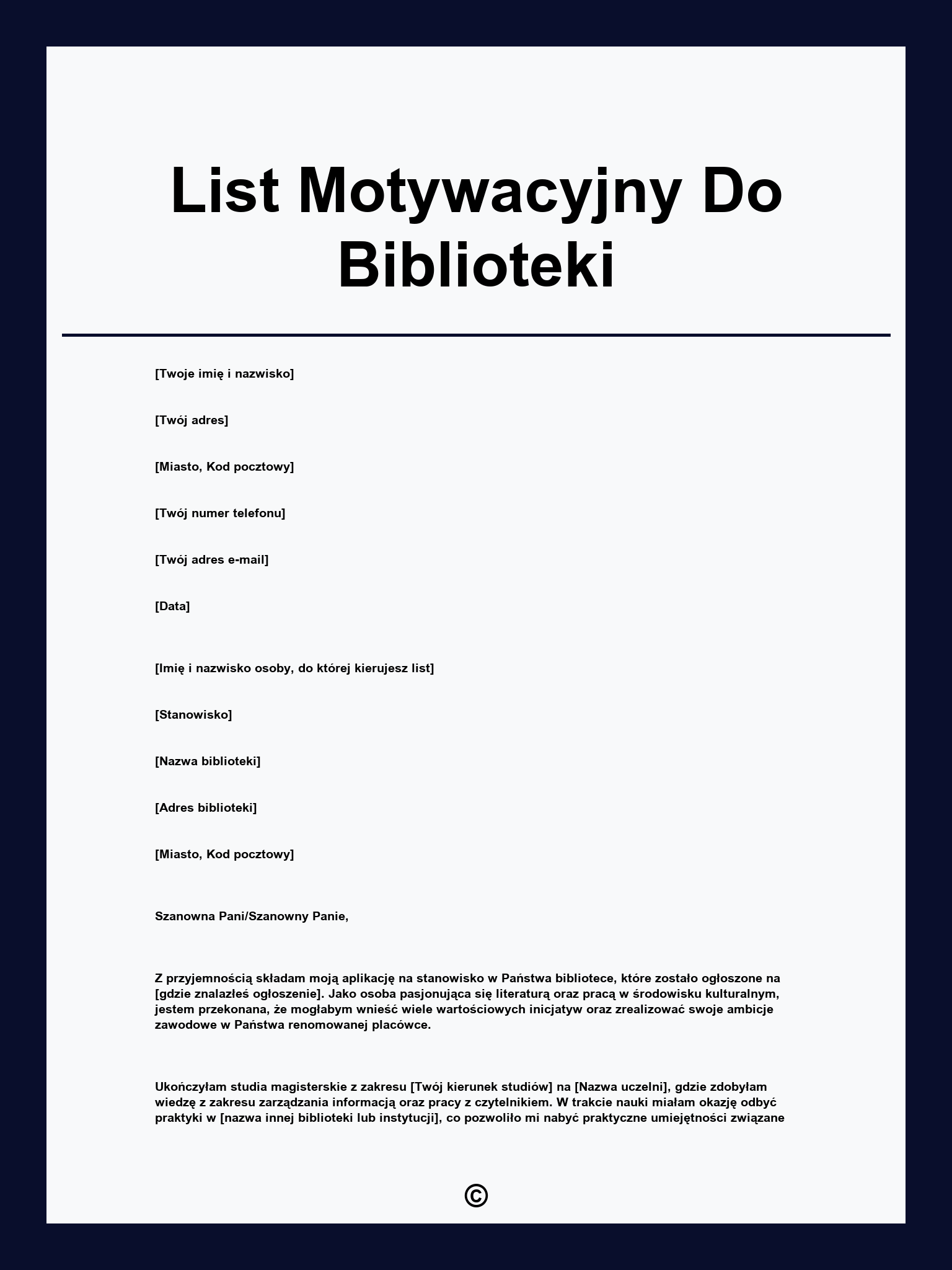 List Motywacyjny Do Biblioteki