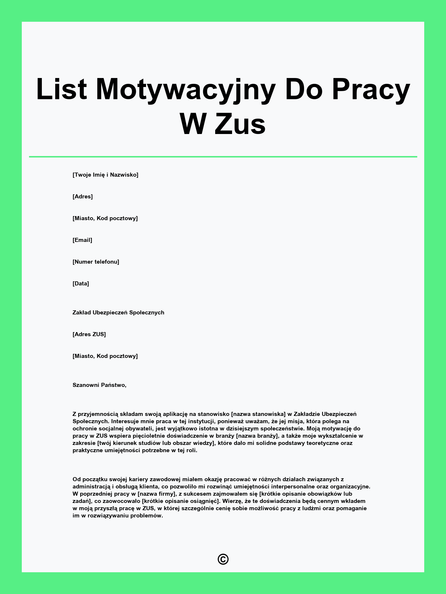 List Motywacyjny Do Pracy W Zus
