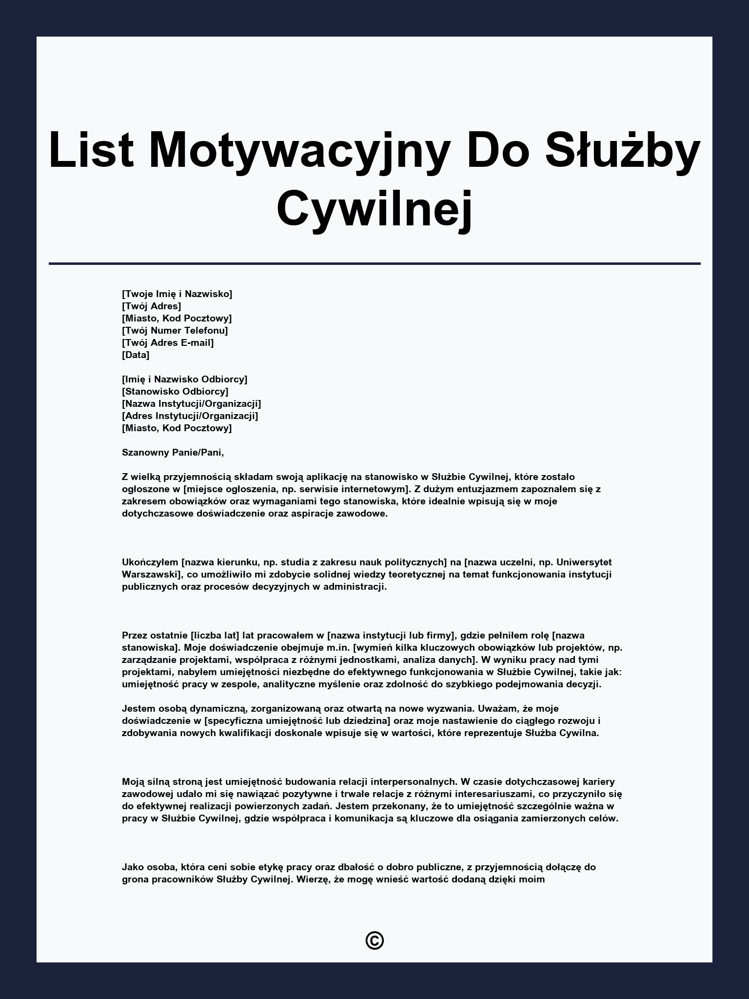 List Motywacyjny Do Służby Cywilnej