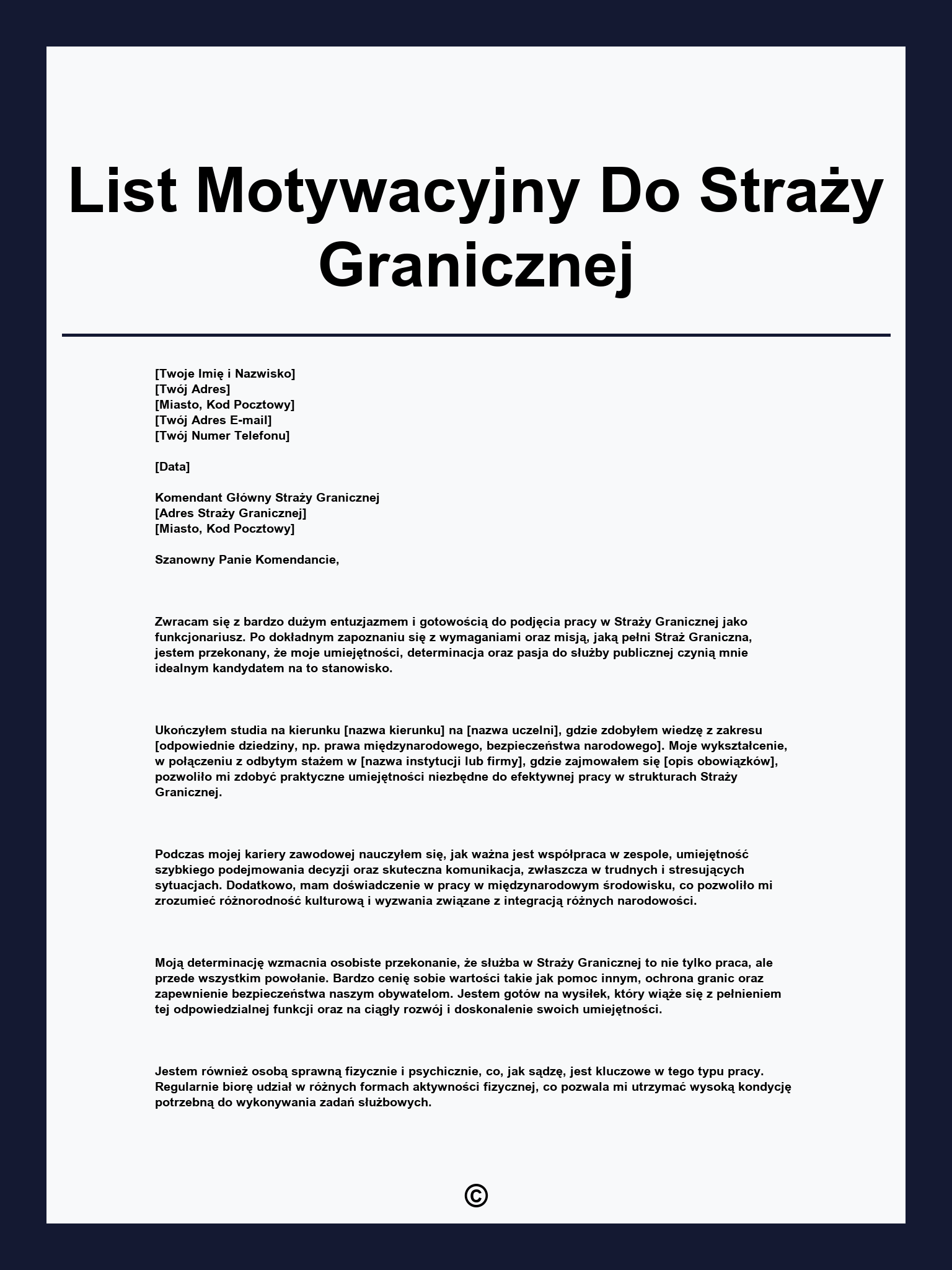 List Motywacyjny Do Straży Granicznej
