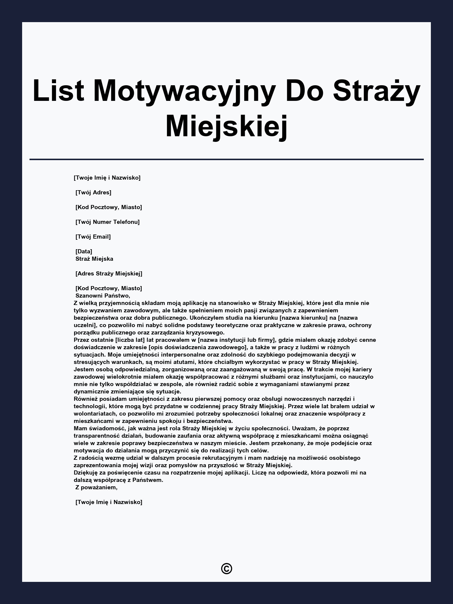 List Motywacyjny Do Straży Miejskiej