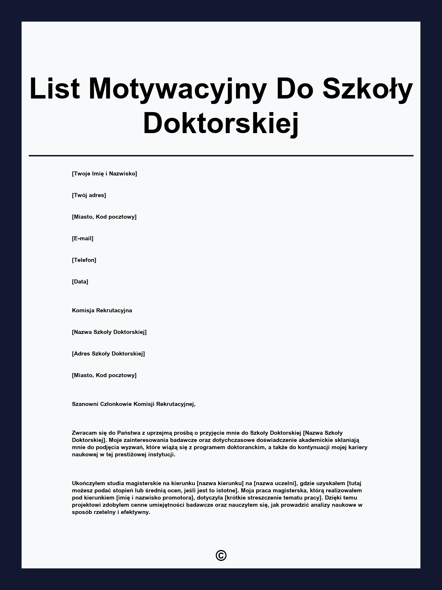List Motywacyjny Do Szkoły Doktorskiej