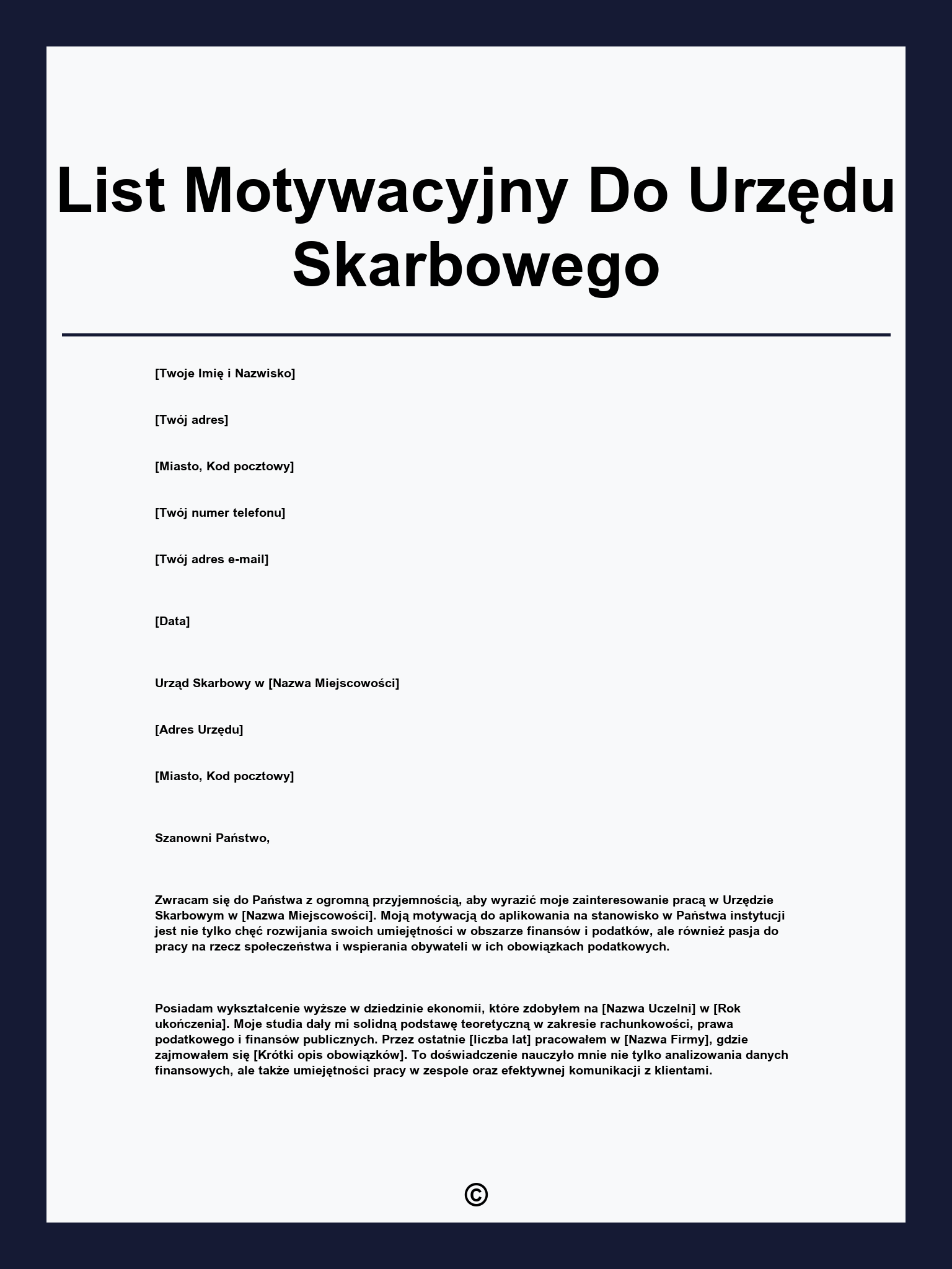 List Motywacyjny Do Urzędu Skarbowego