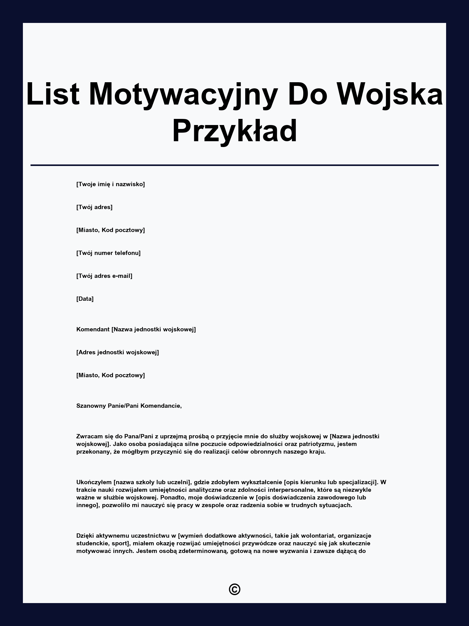 List Motywacyjny Do Wojska Przykład