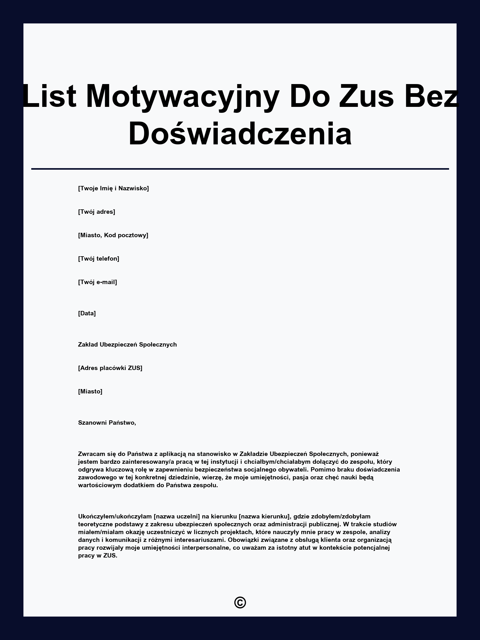 List Motywacyjny Do Zus Bez Doświadczenia