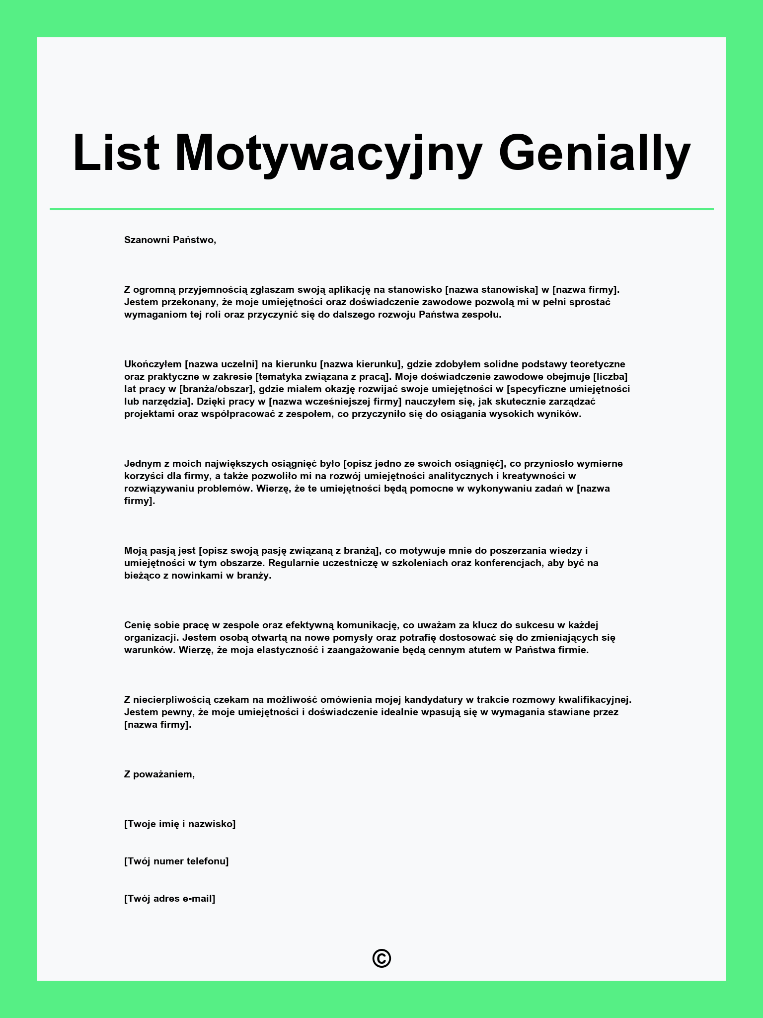 List Motywacyjny Genially
