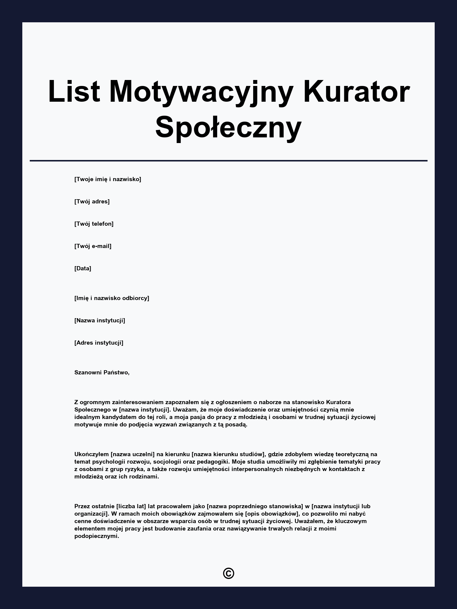 List Motywacyjny Kurator Społeczny