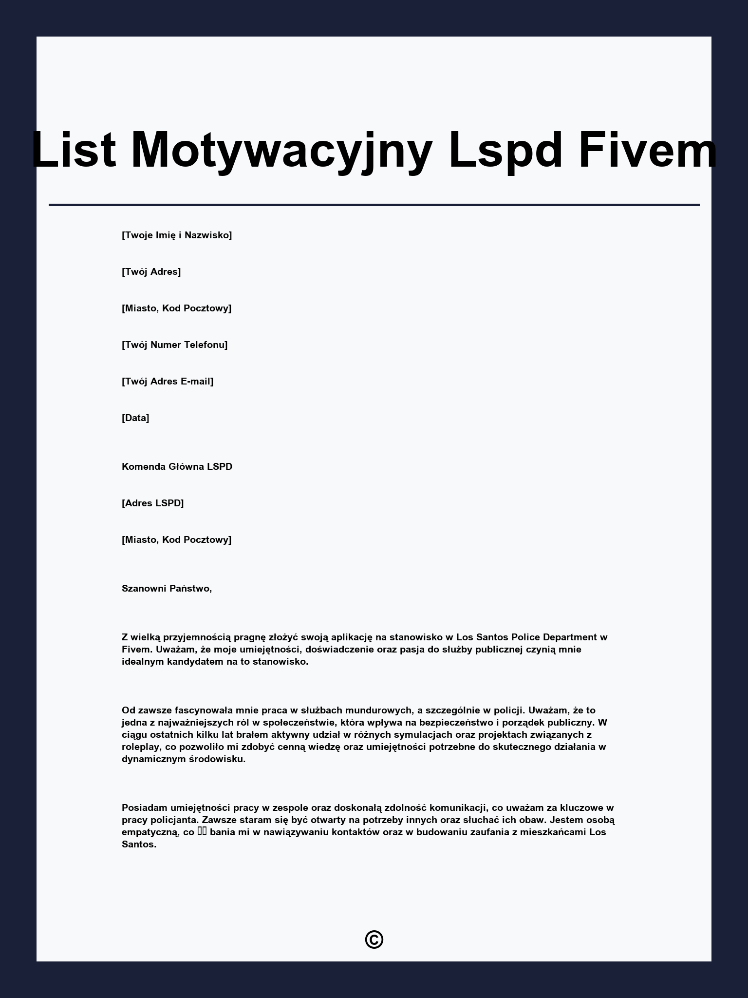 List Motywacyjny Lspd Fivem