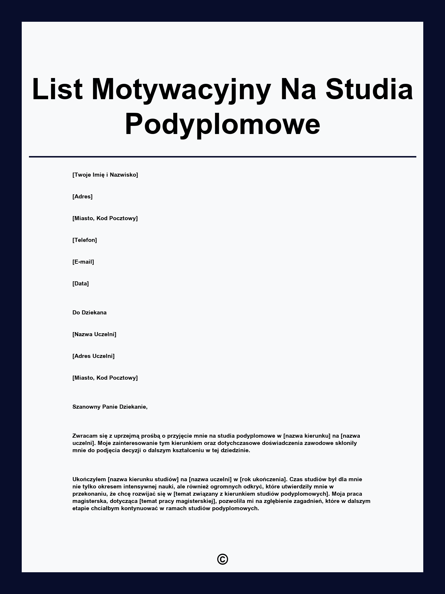 List Motywacyjny Na Studia Podyplomowe