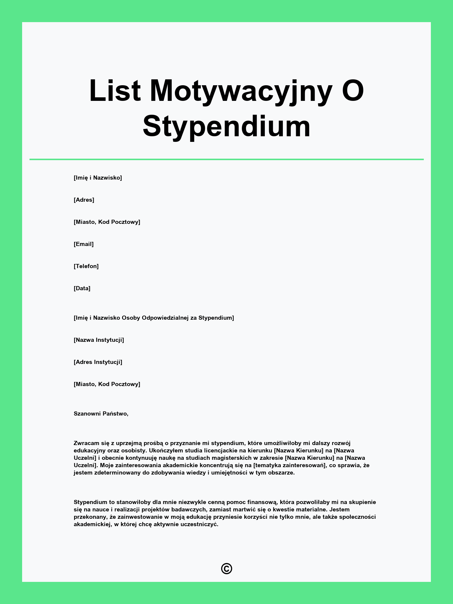 List Motywacyjny O Stypendium