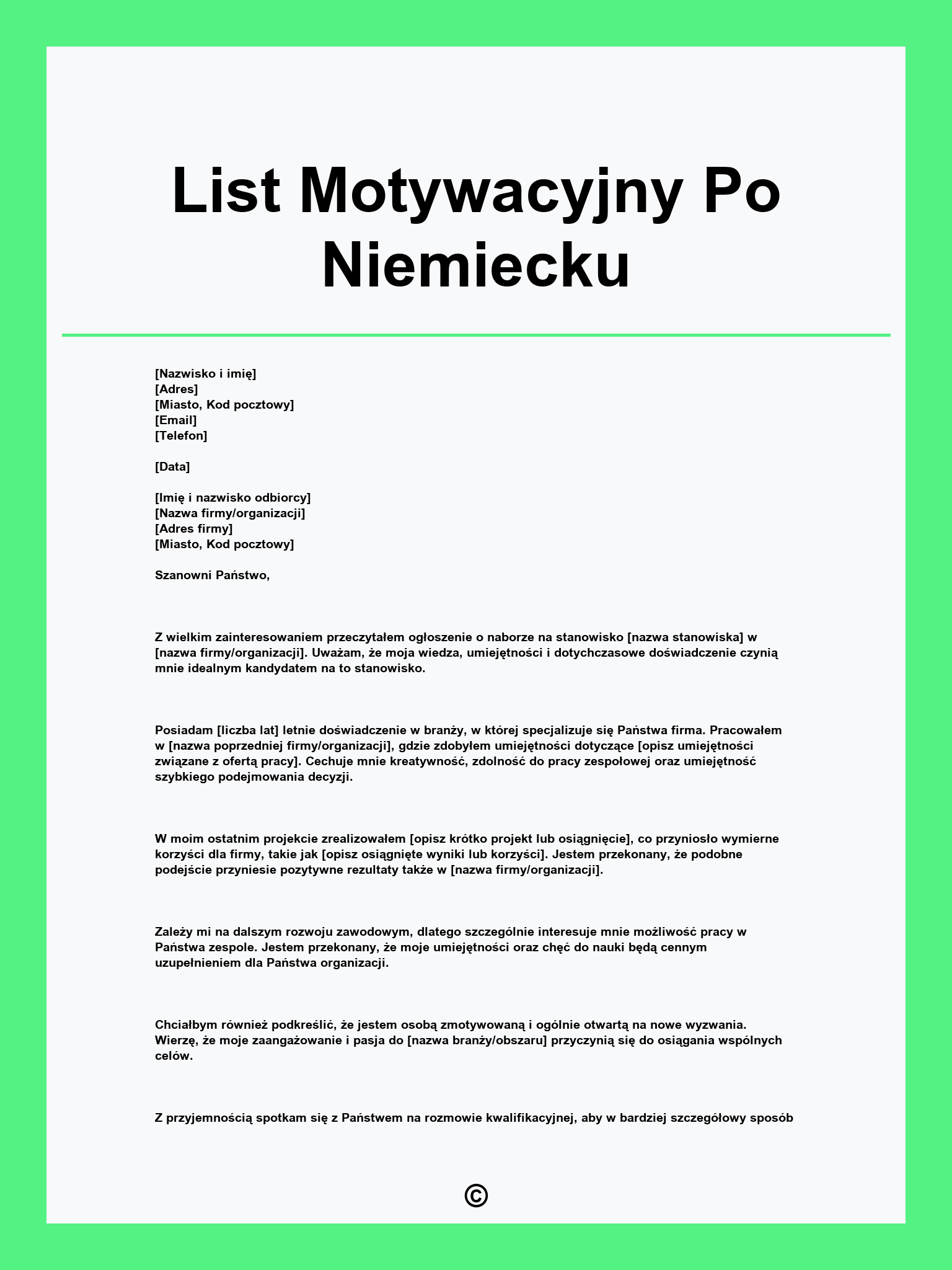 List Motywacyjny Po Niemiecku