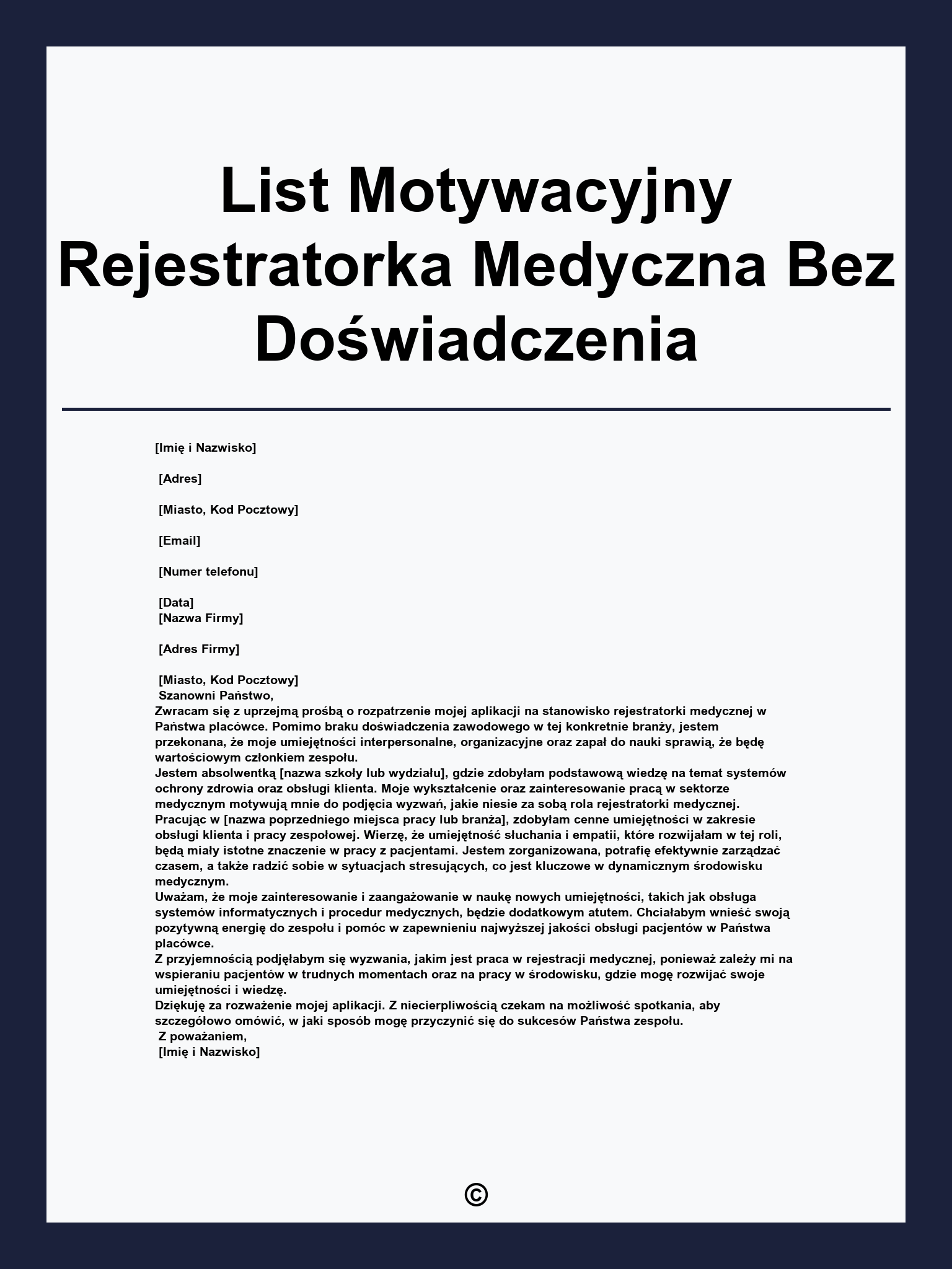 List Motywacyjny Rejestratorka Medyczna Bez Doświadczenia