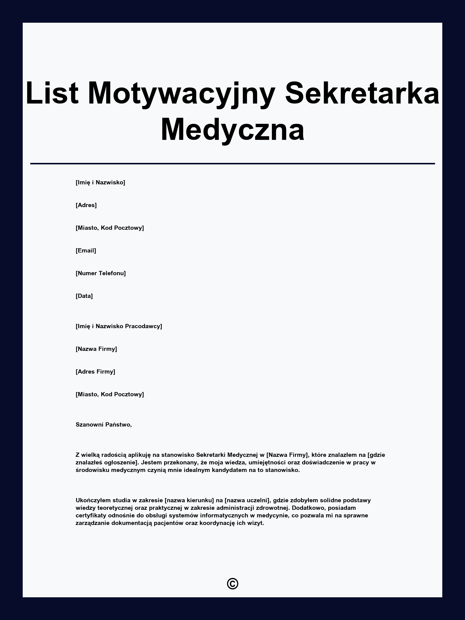 List Motywacyjny Sekretarka Medyczna