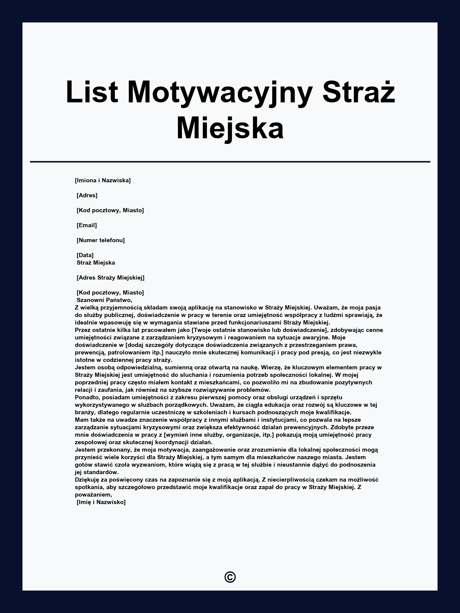 List Motywacyjny Straż Miejska