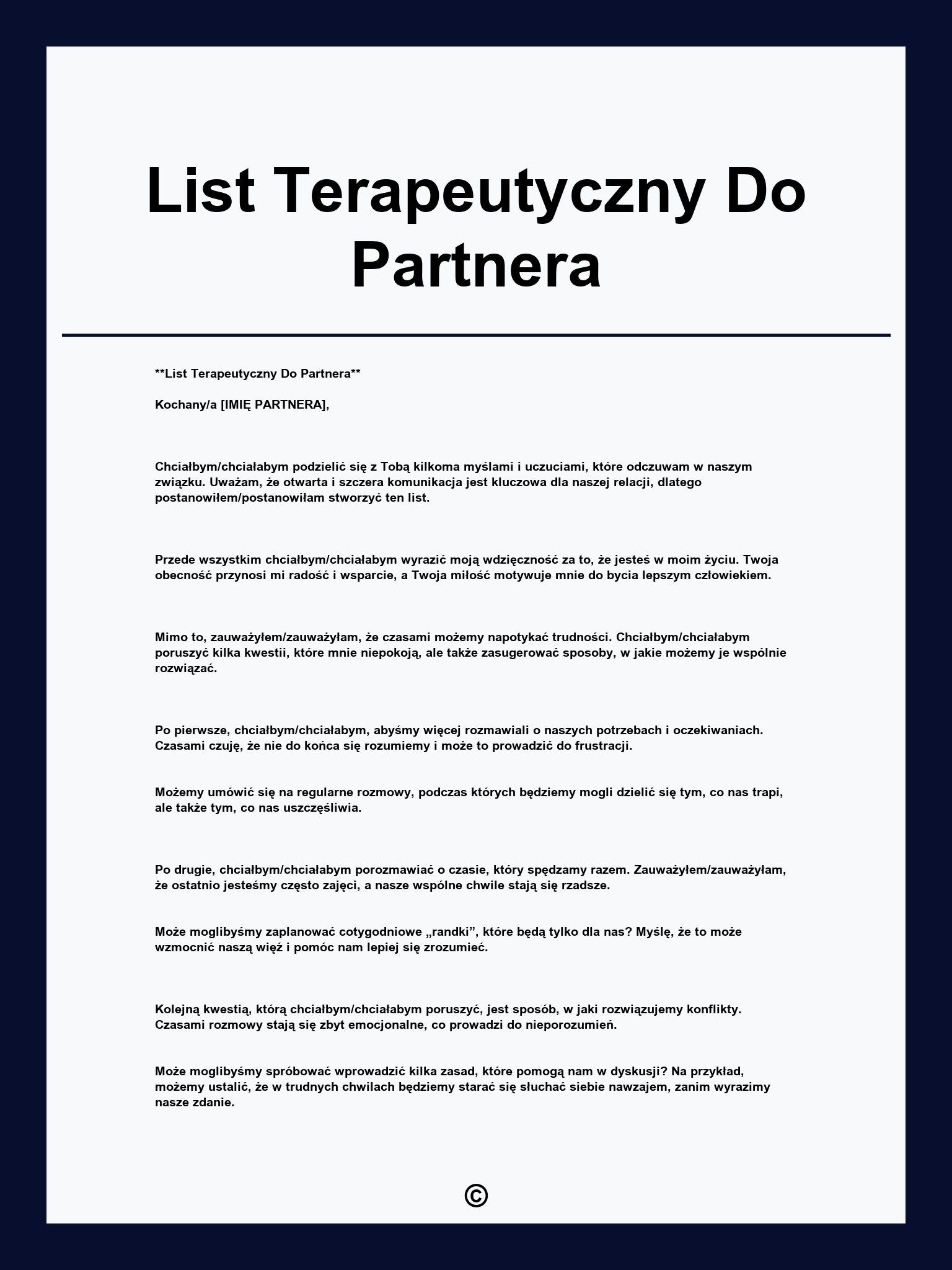 List Terapeutyczny Do Partnera