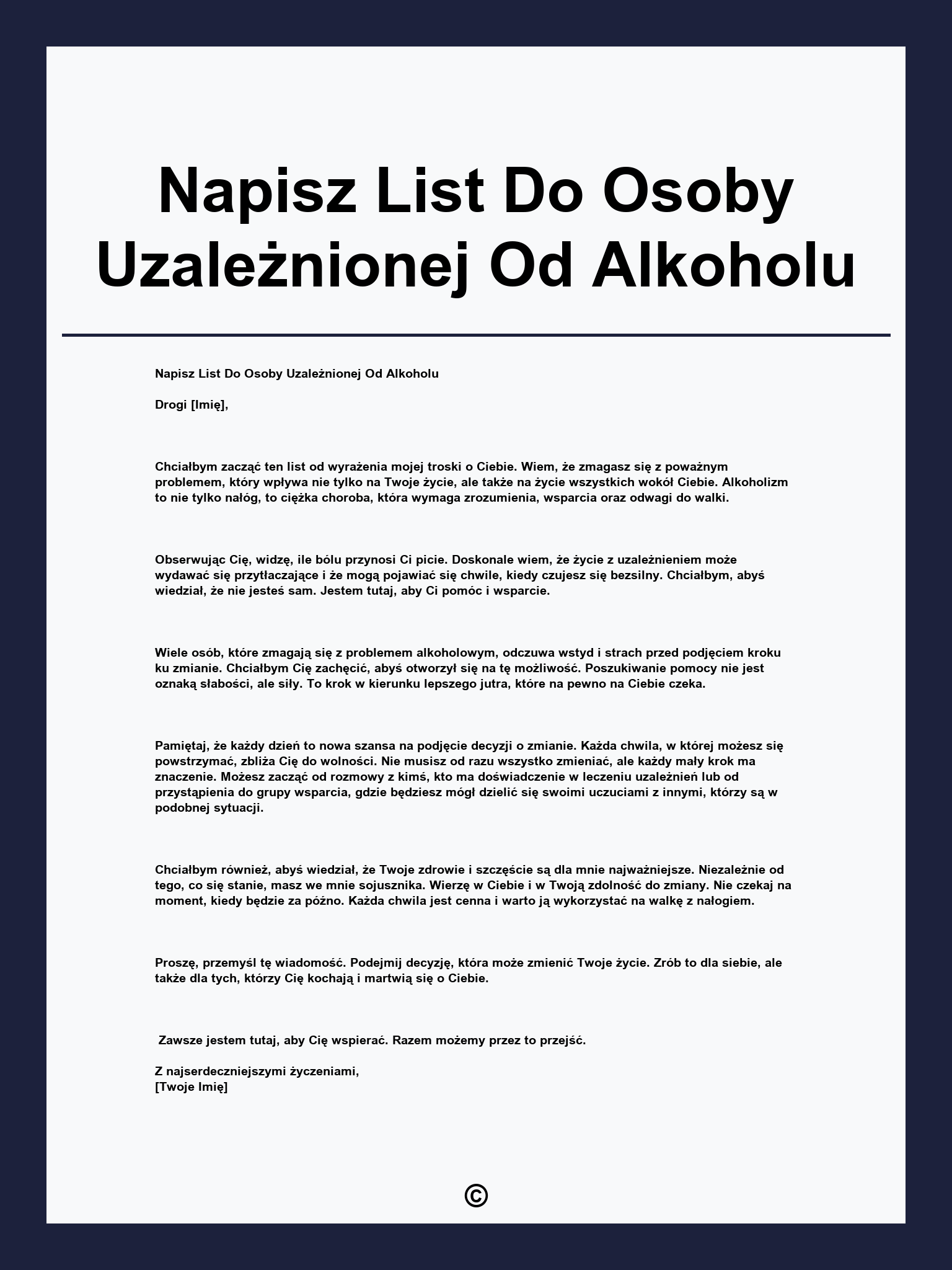 Napisz List Do Osoby Uzależnionej Od Alkoholu
