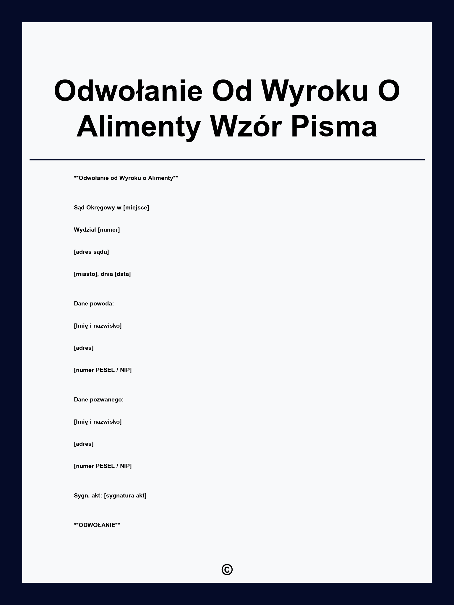 Odwołanie Od Wyroku O Alimenty Wzór Pisma