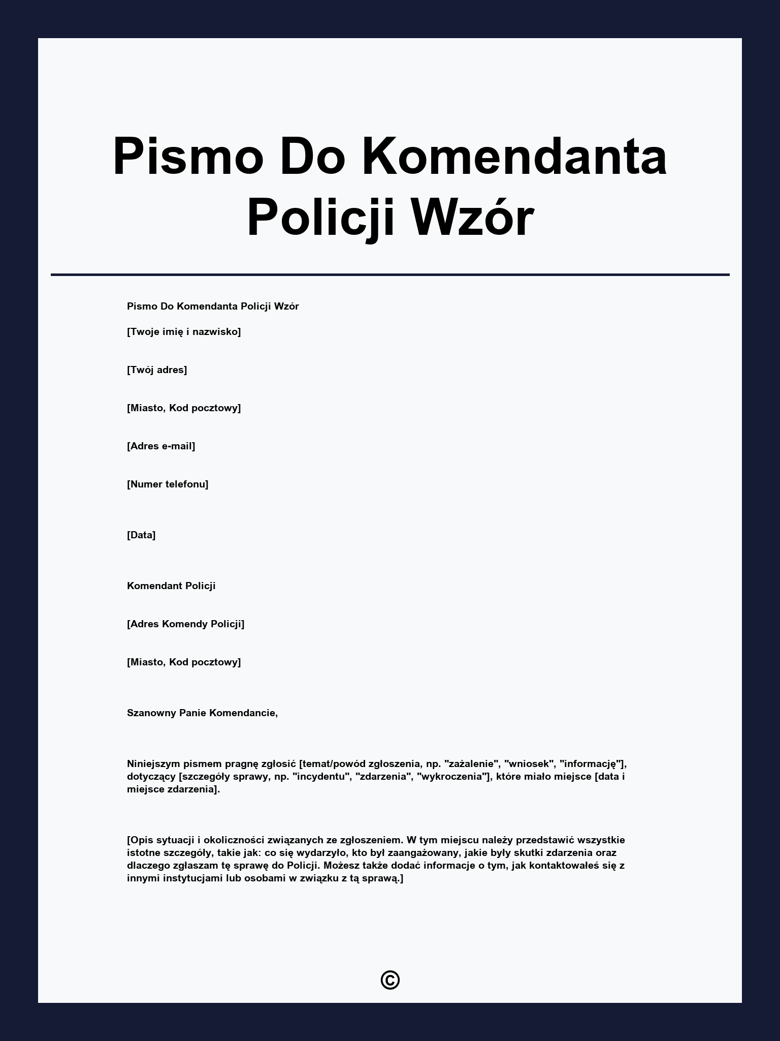 Pismo Do Komendanta Policji Wzór