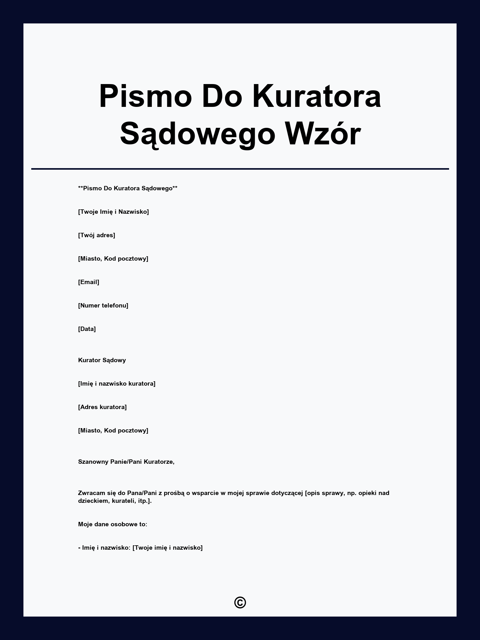 Pismo Do Kuratora Sądowego Wzór