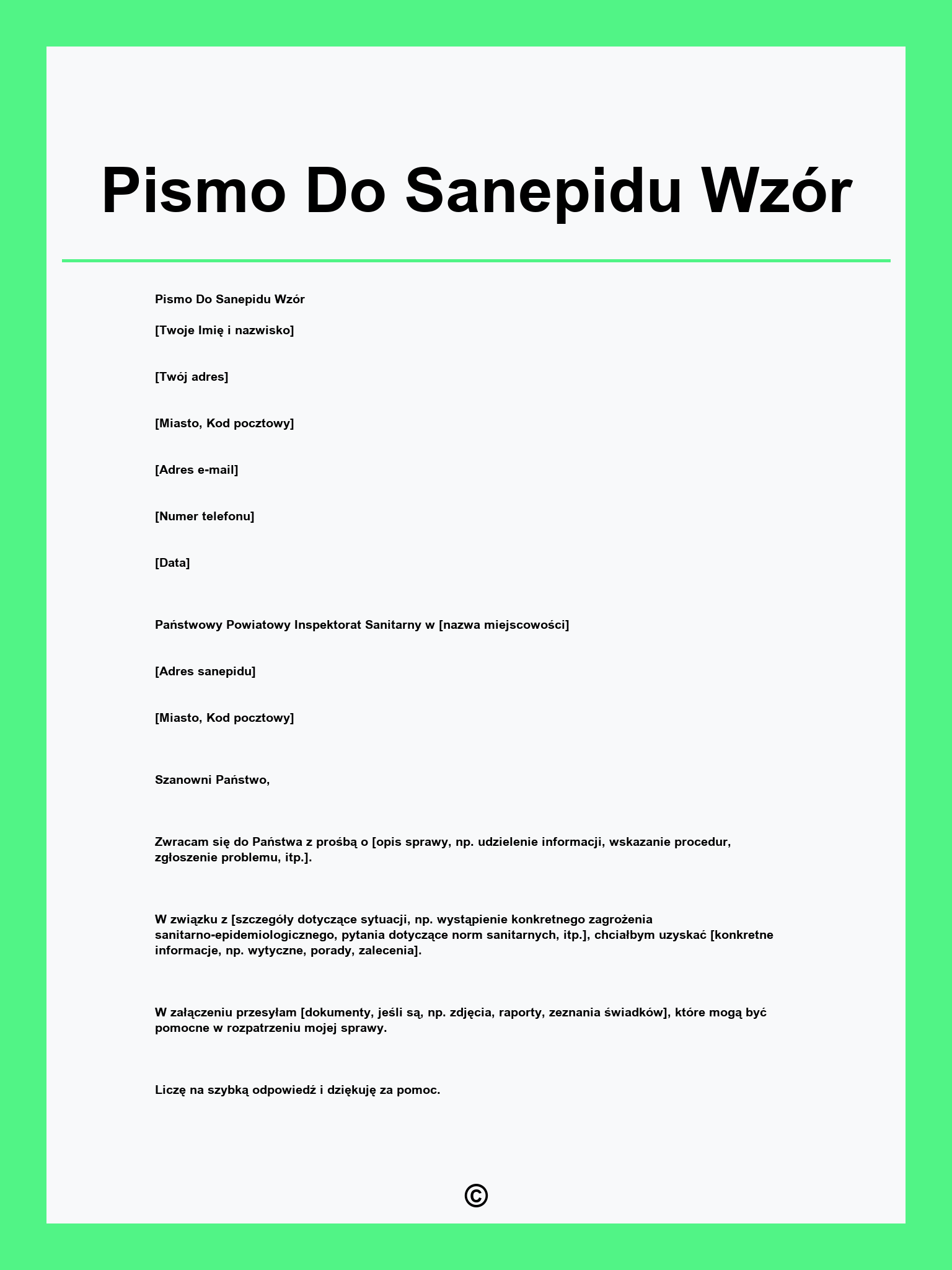 Pismo Do Sanepidu Wzór