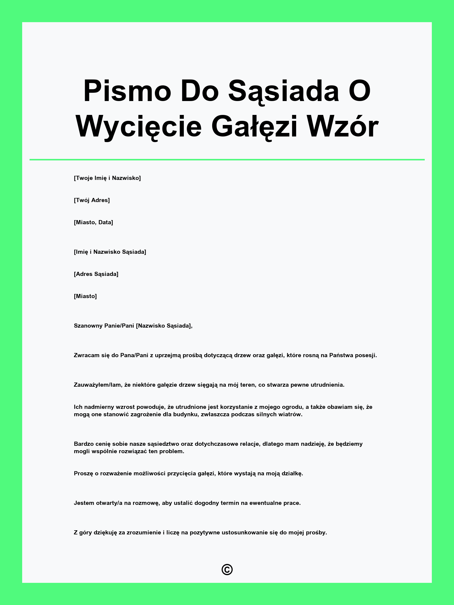 Pismo Do Sąsiada O Wycięcie Gałęzi Wzór