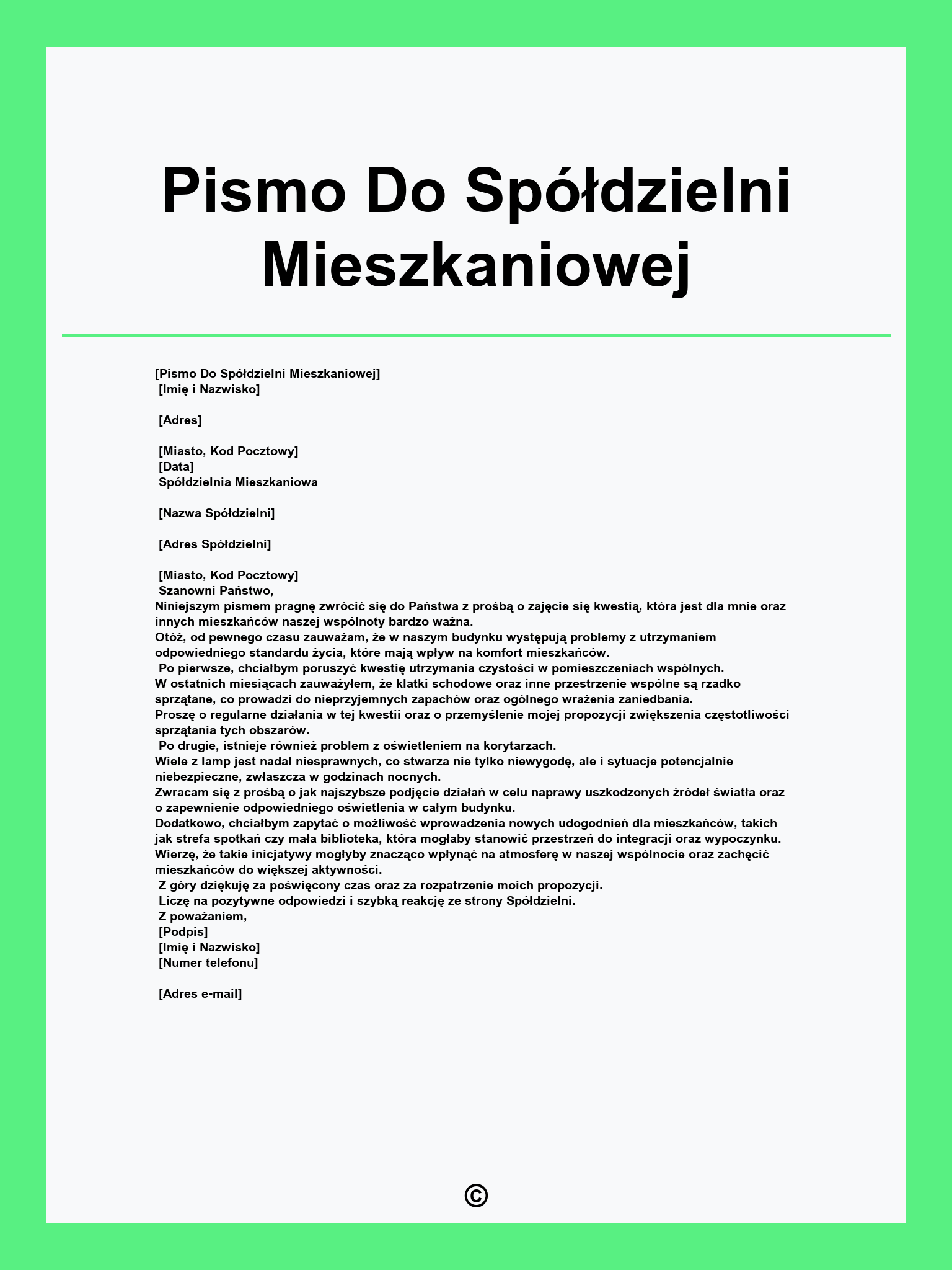 Pismo Do Spółdzielni Mieszkaniowej