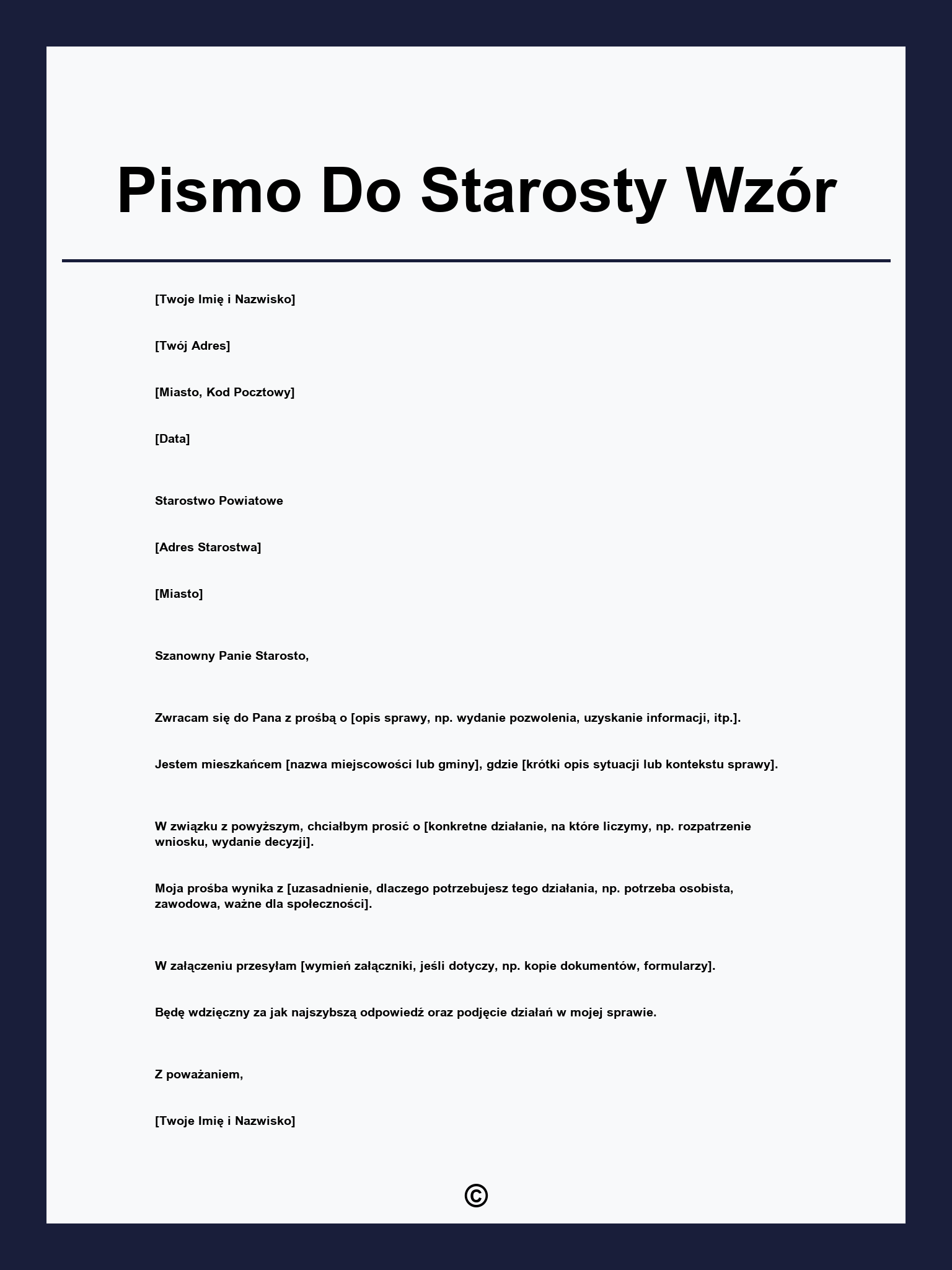 Pismo Do Starosty Wzór
