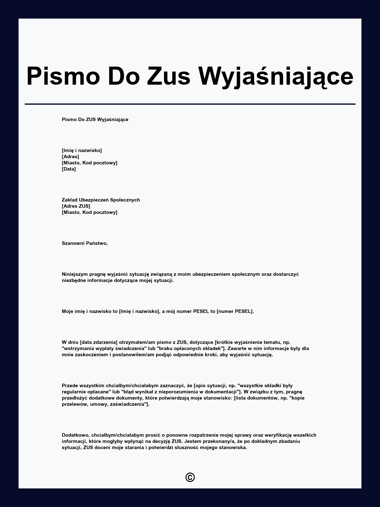 Pismo Do Zus Wyjaśniające