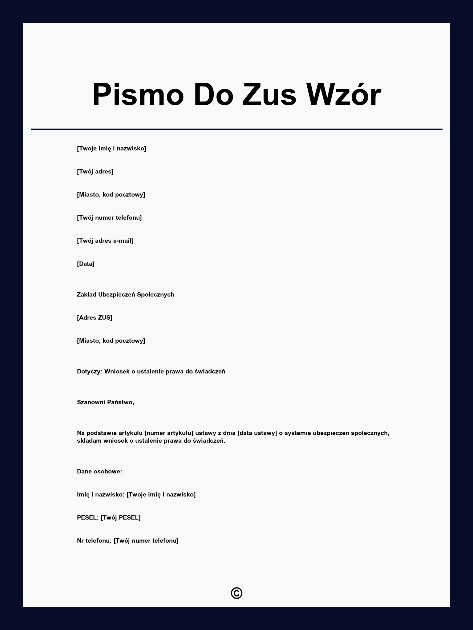 Pismo Do Zus Wzór