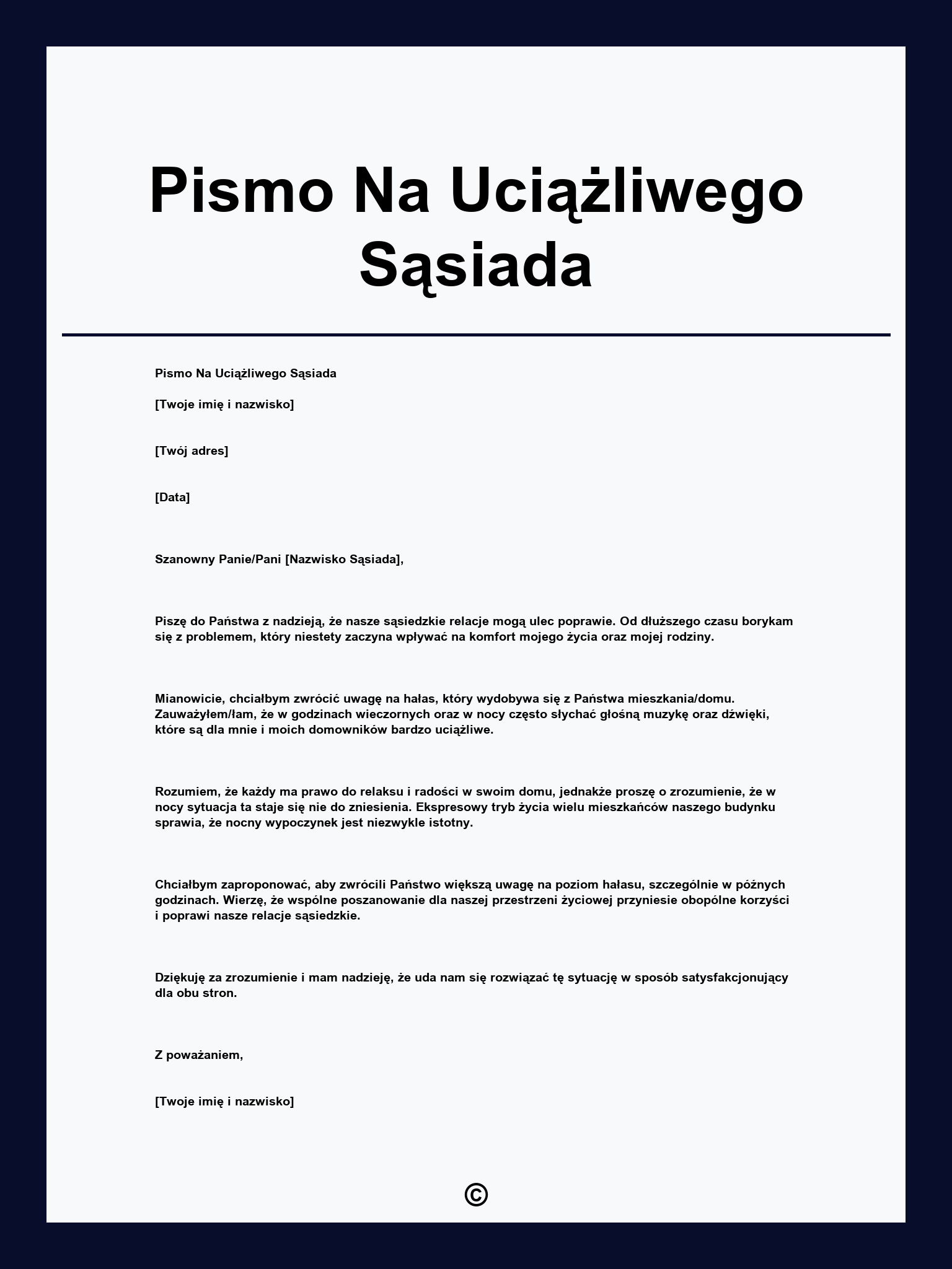 Pismo Na Uciążliwego Sąsiada