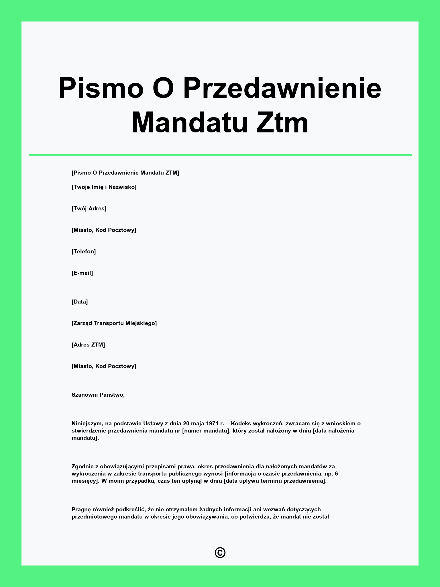 Pismo O Przedawnienie Mandatu Ztm