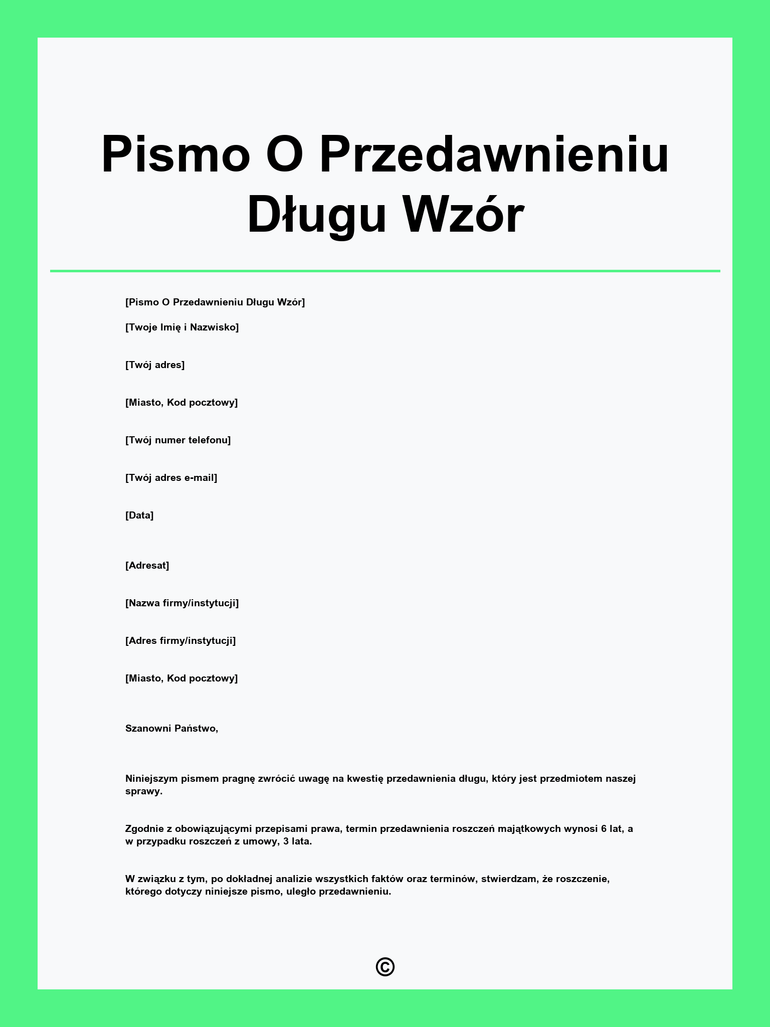 Pismo O Przedawnieniu Długu Wzór