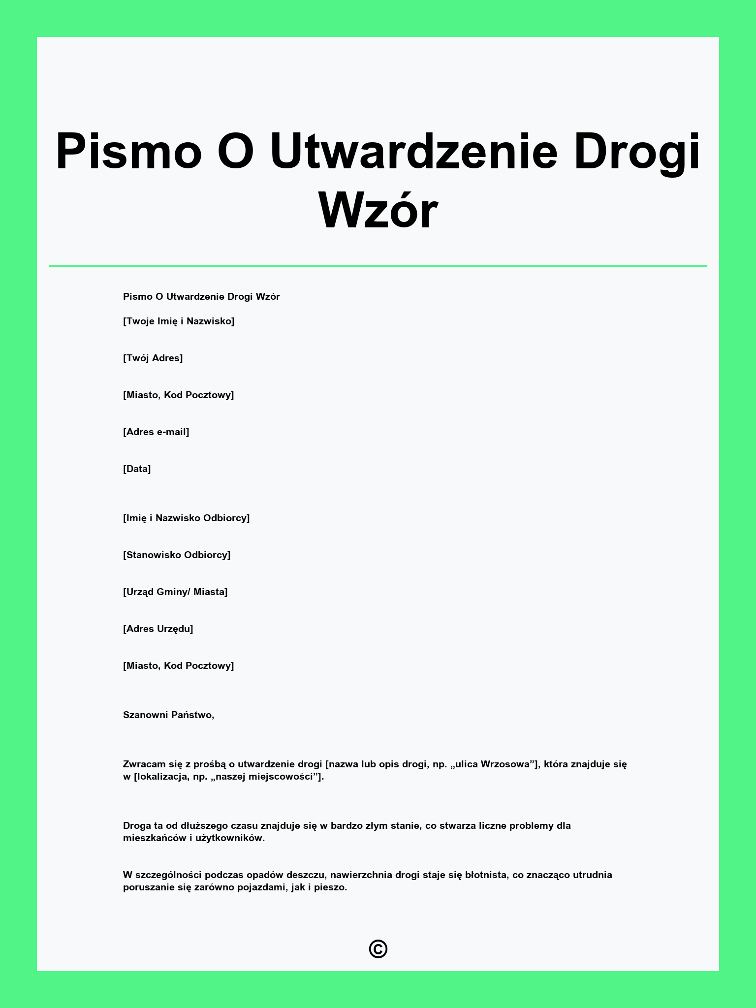 Pismo O Utwardzenie Drogi Wzór