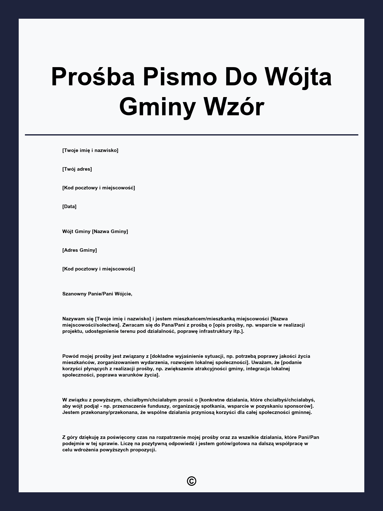 Prośba Pismo Do Wójta Gminy Wzór