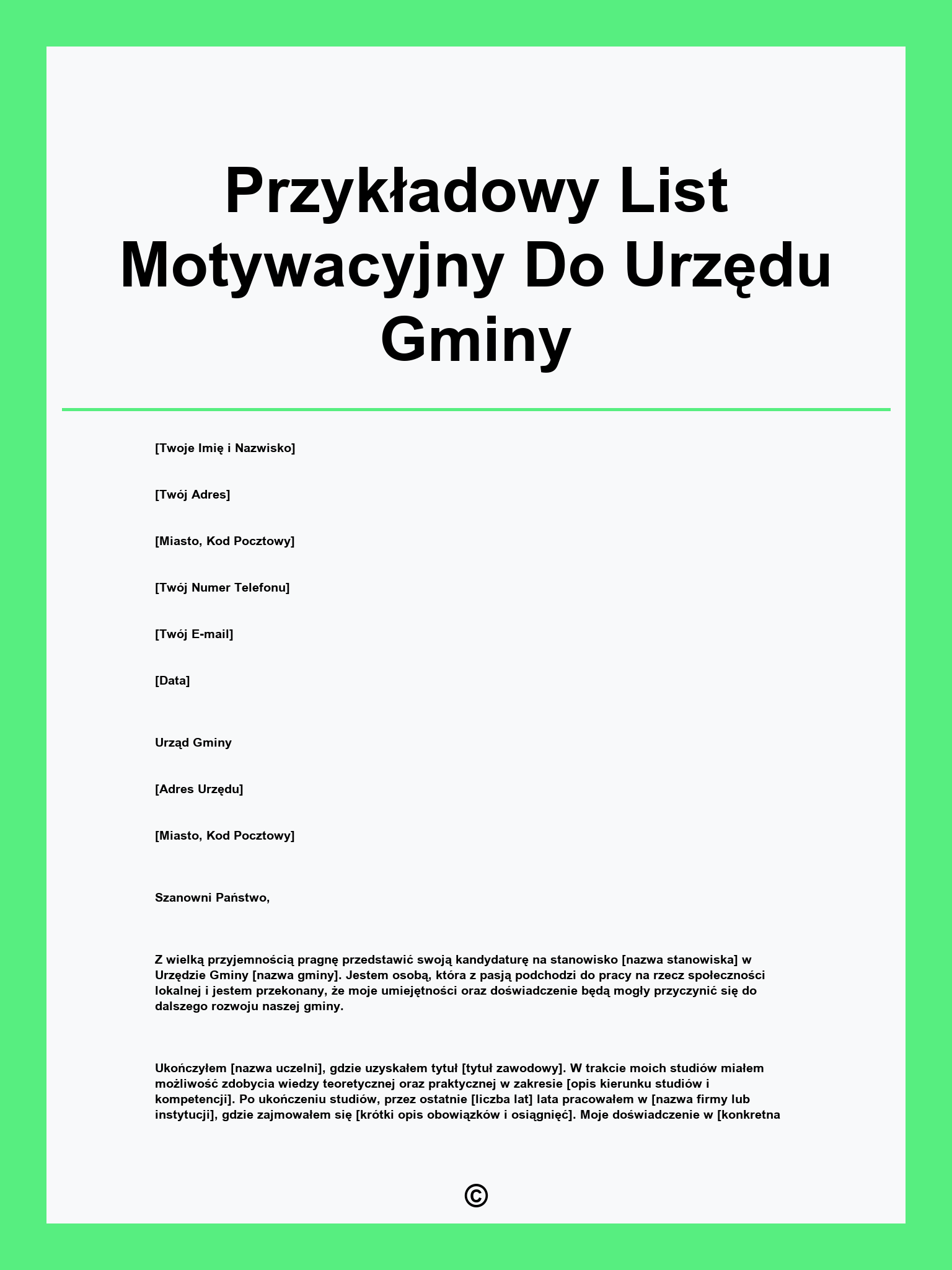 Przykładowy List Motywacyjny Do Urzędu Gminy