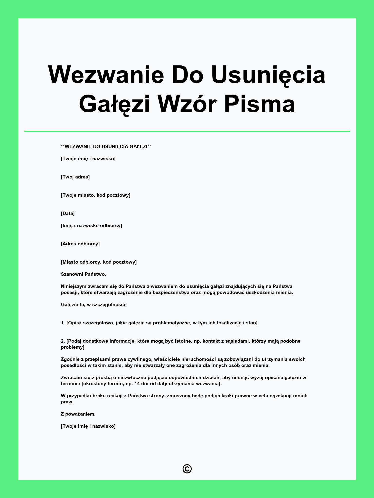 Wezwanie Do Usunięcia Gałęzi Wzór Pisma