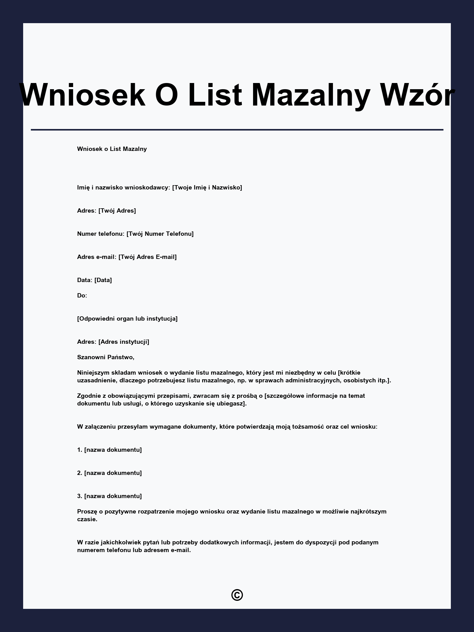 Wniosek O List Mazalny Wzór