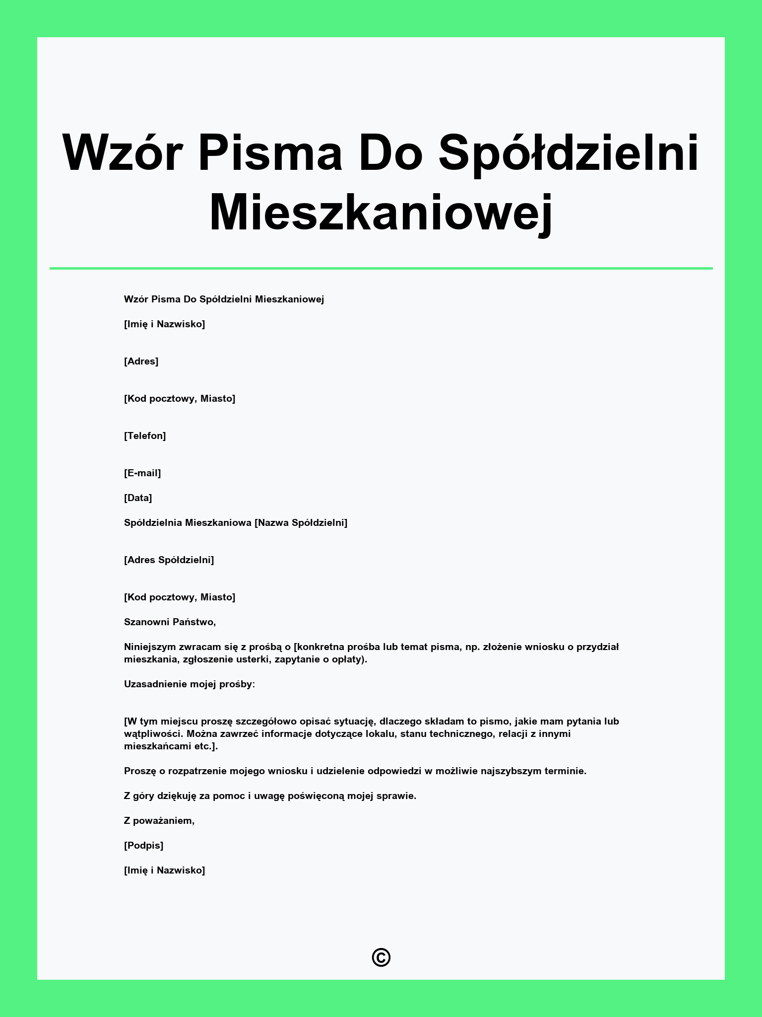 Wzór Pisma Do Spółdzielni Mieszkaniowej