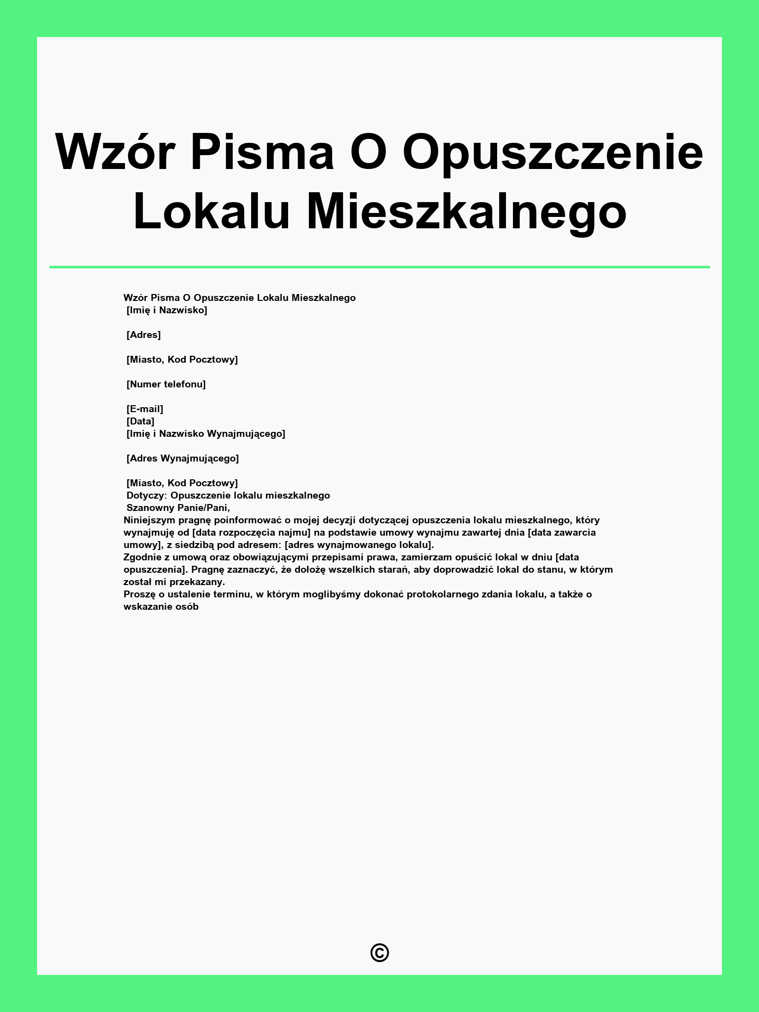 Wzór Pisma O Opuszczenie Lokalu Mieszkalnego