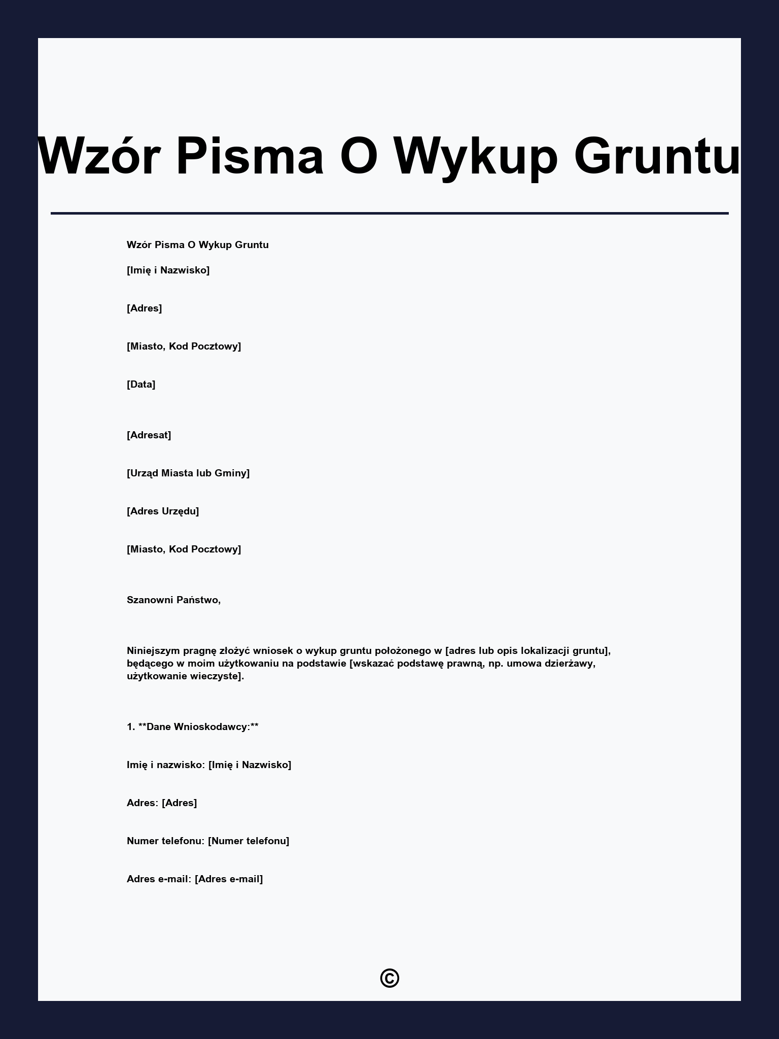Wzór Pisma O Wykup Gruntu