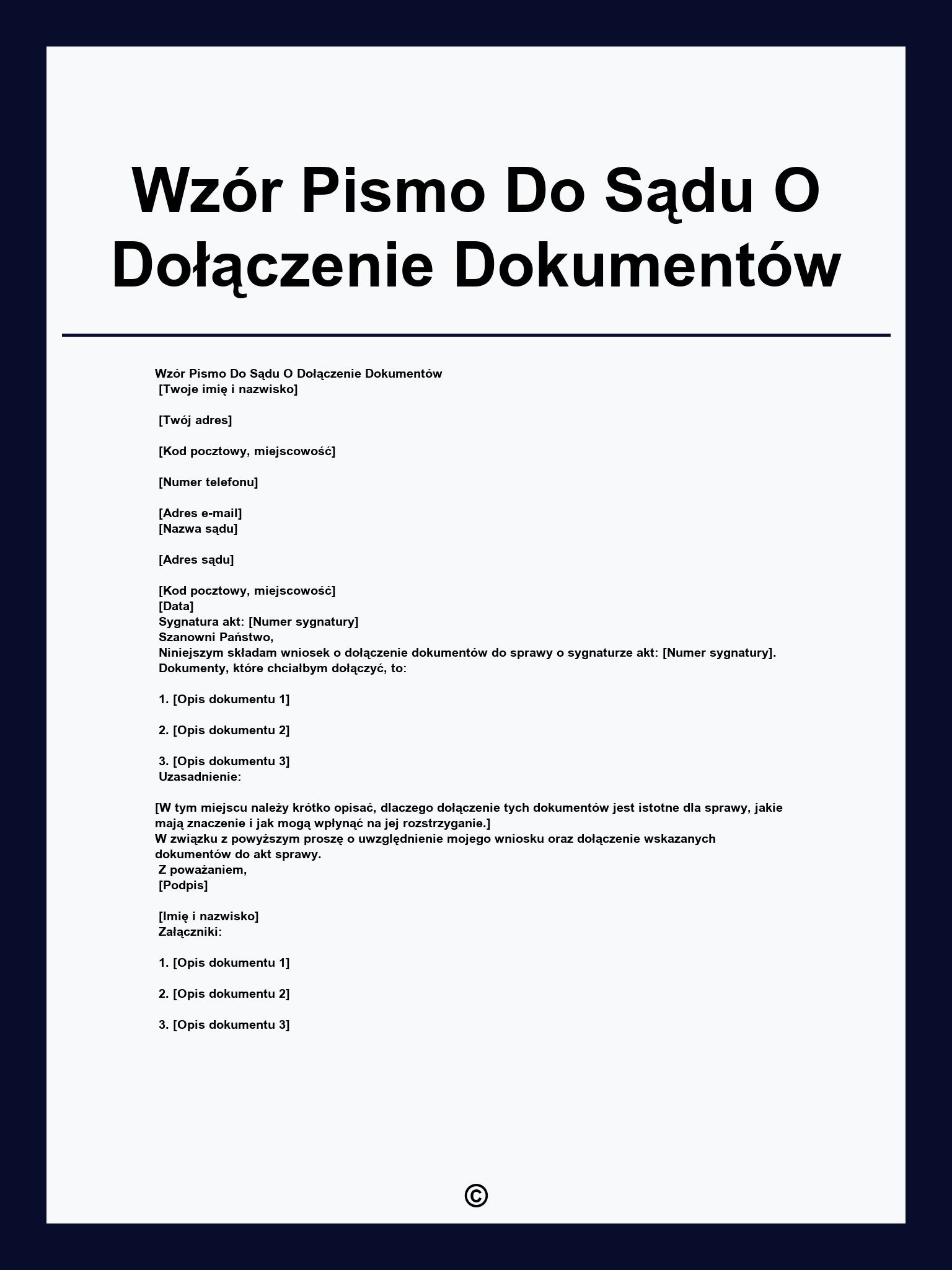 Wzór Pismo Do Sądu O Dołączenie Dokumentów