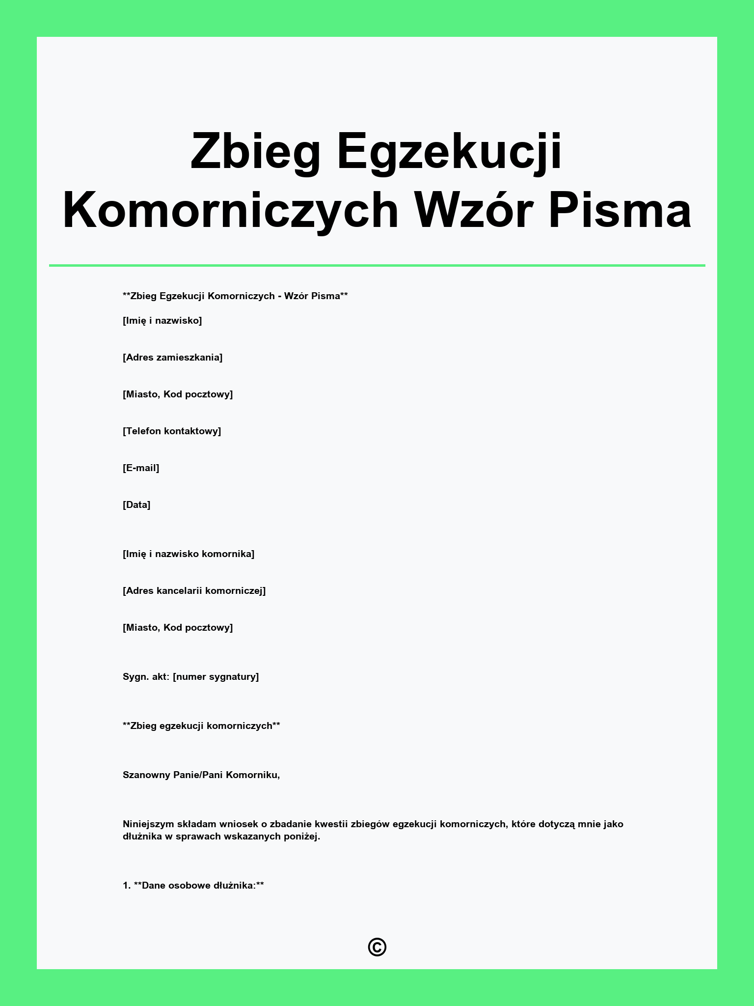 Zbieg Egzekucji Komorniczych Wzór Pisma